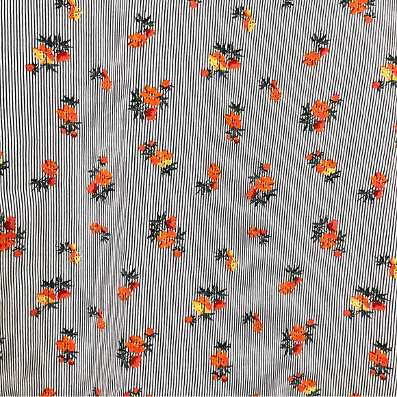 🔥 ASOS blue white striped red floral ruffle hem peplum short sleeve top - Picture 9 of 16